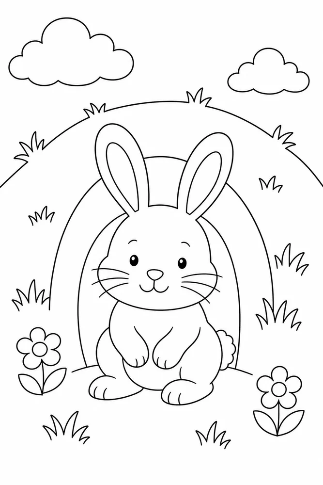 Bunny Rabbit Bunny Rabbit Burrow Doorway coloring page