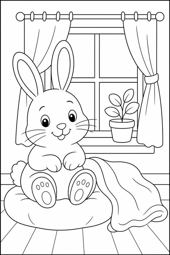 Bunny Rabbit Bunny Rabbit Cozy Window coloring page