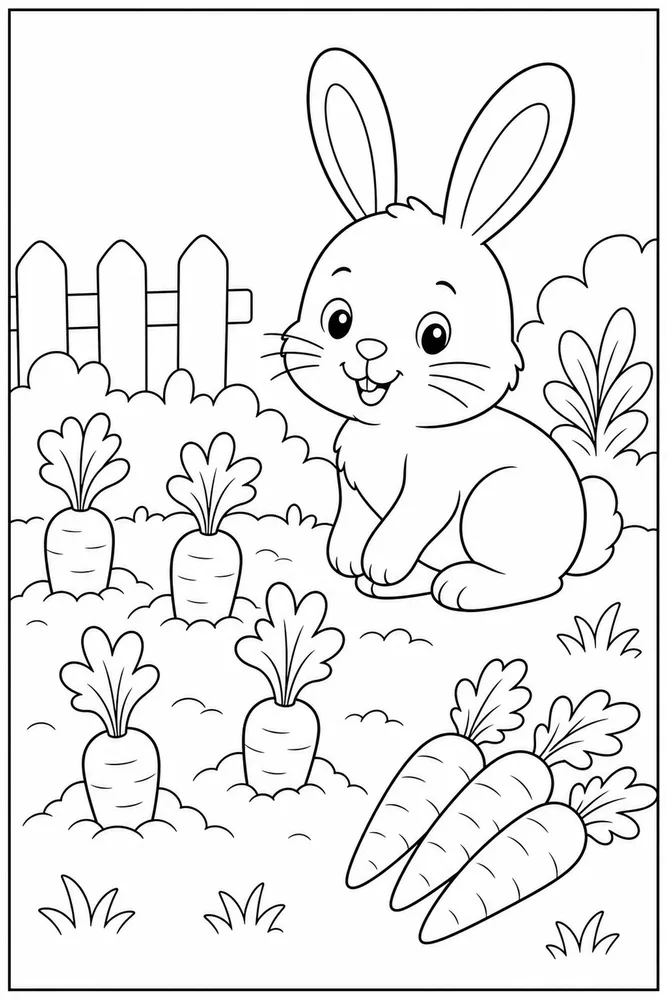Bunny Rabbit Bunny Rabbit Garden With Carrots coloring page