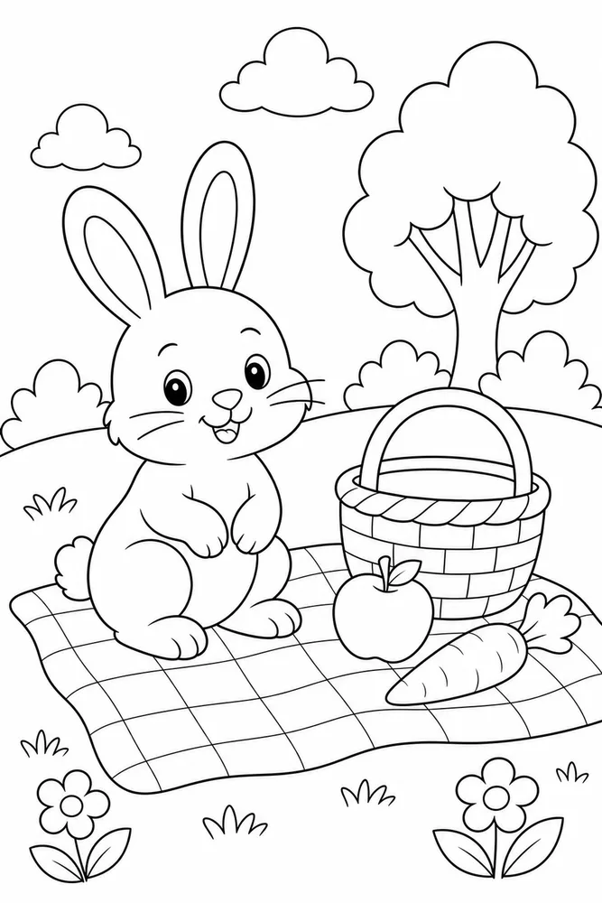 Bunny Rabbit Bunny Rabbit Picnic Blanket coloring page
