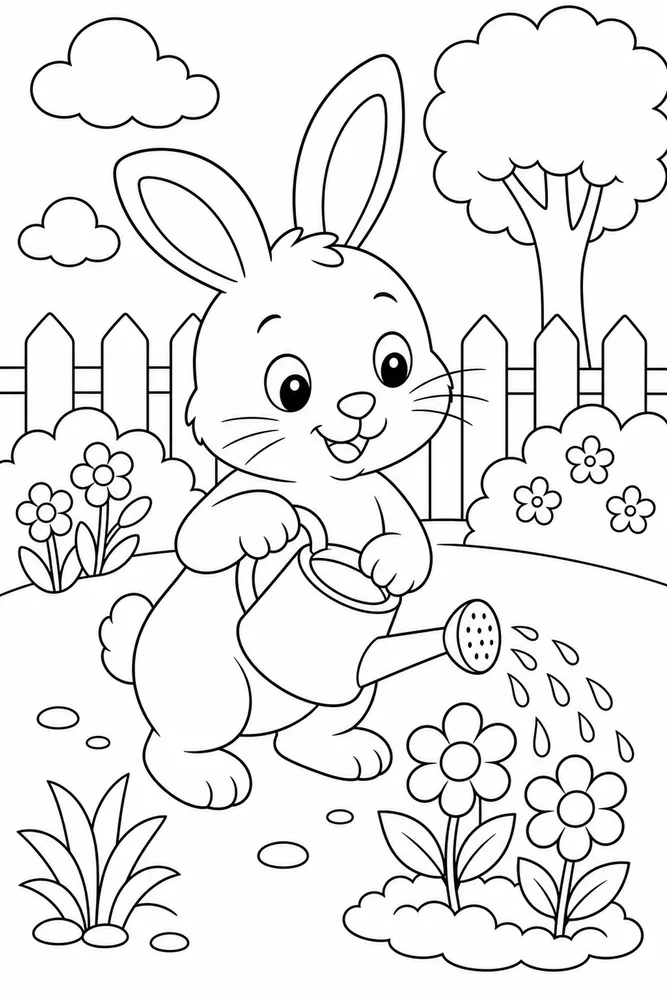 Bunny Rabbit Bunny Rabbit Watering Can coloring page