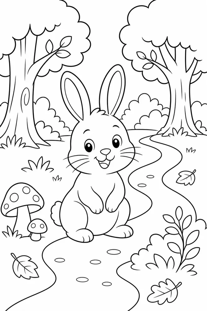 Bunny Rabbit Bunny Rabbit Woodland Path coloring page