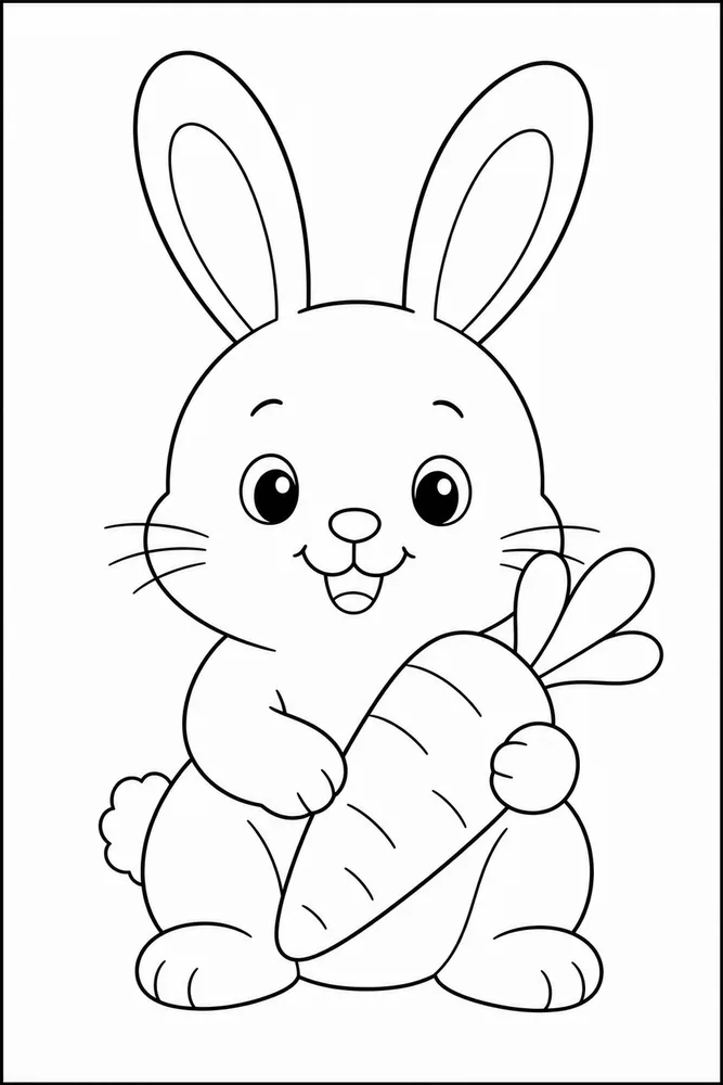 Bunny With Carrot Bunny With Carrot Simple Portrait coloring page