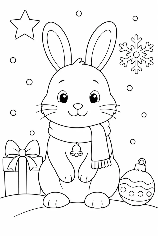 Christmas Bunny Christmas Bunny Simple Portrait coloring page