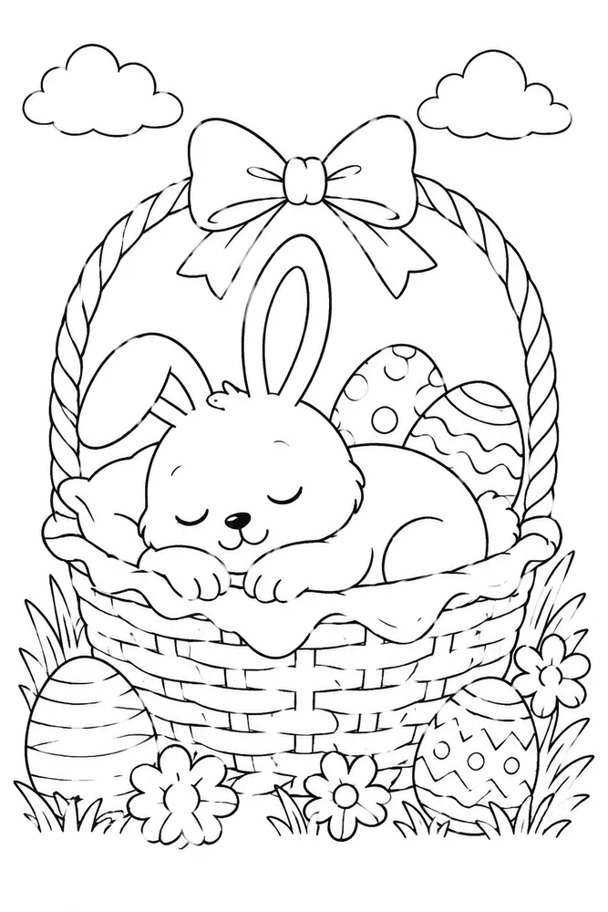 Easter Bunny Easter Bunny Basket Nap coloring page