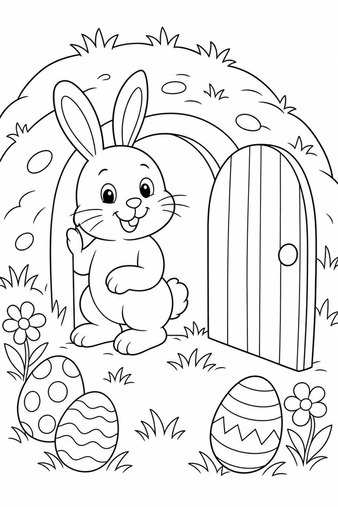 Easter Bunny Easter Bunny Burrow Doorway coloring page