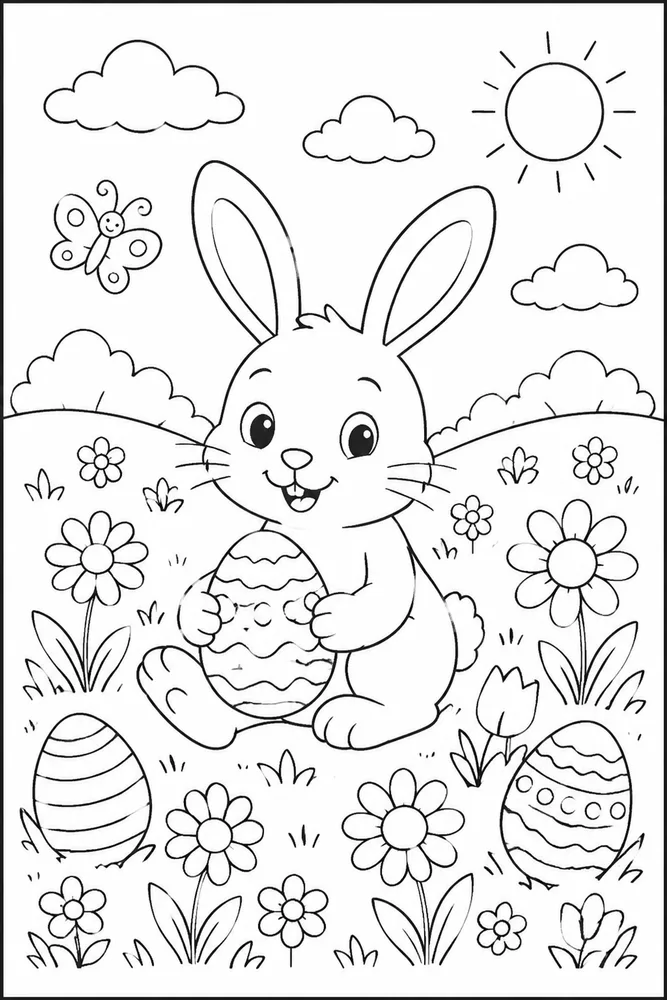 Easter Bunny Easter Bunny Flower Meadow coloring page