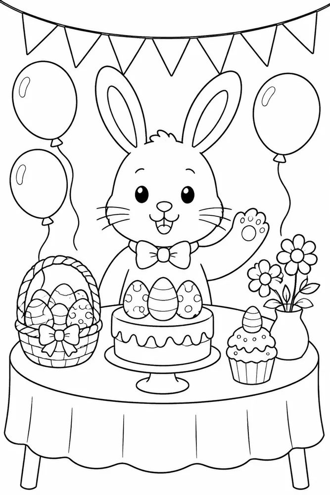 Easter Bunny Easter Bunny Party Table coloring page