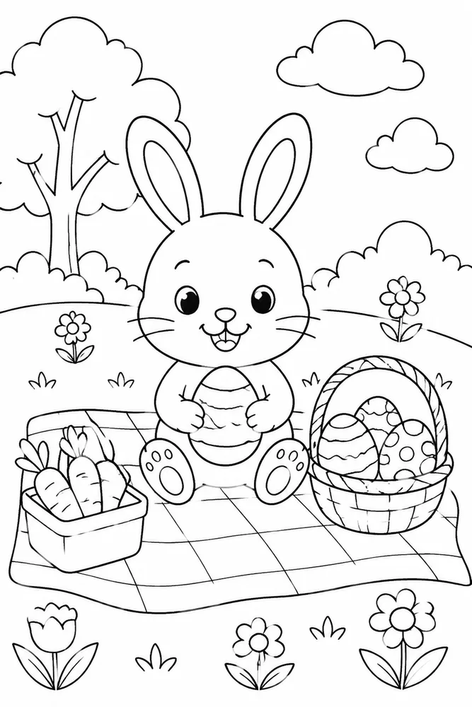 Easter Bunny Easter Bunny Picnic Blanket coloring page
