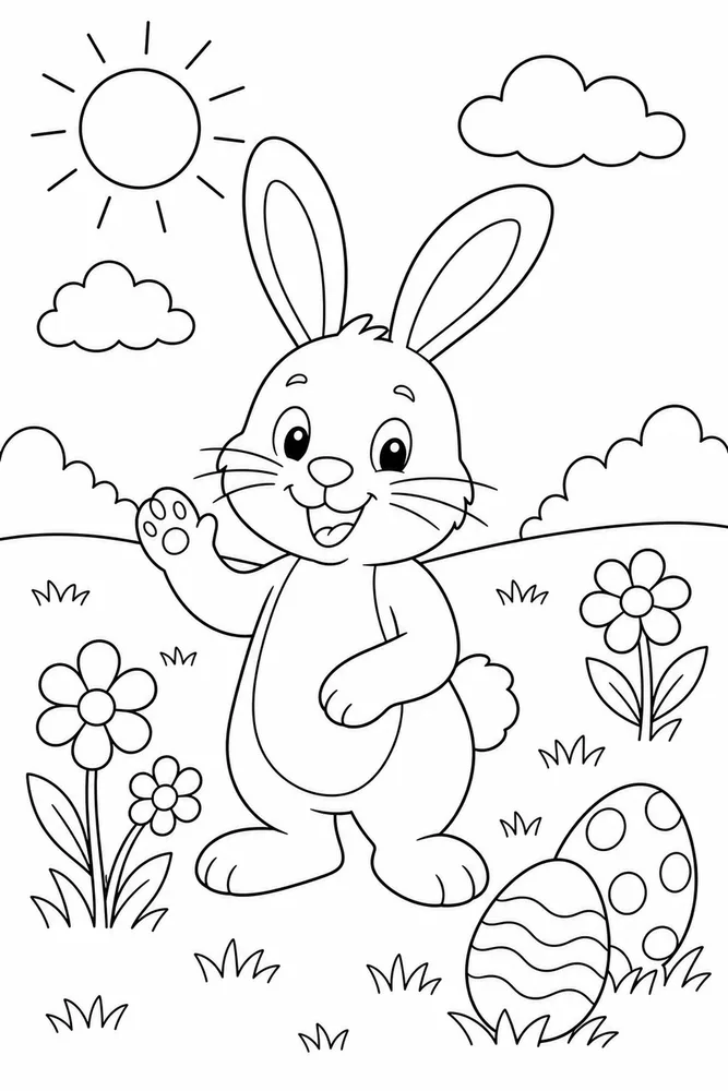 Easter Bunny Easter Bunny Spring Field coloring page