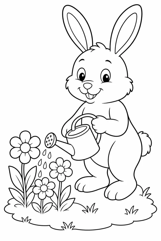 Easter Bunny Easter Bunny Watering Can coloring page