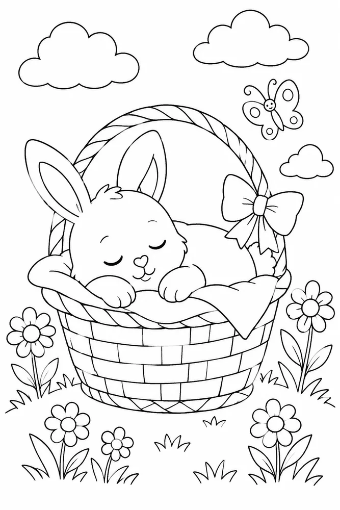 Easy Bunny Easy Bunny Basket Nap coloring page