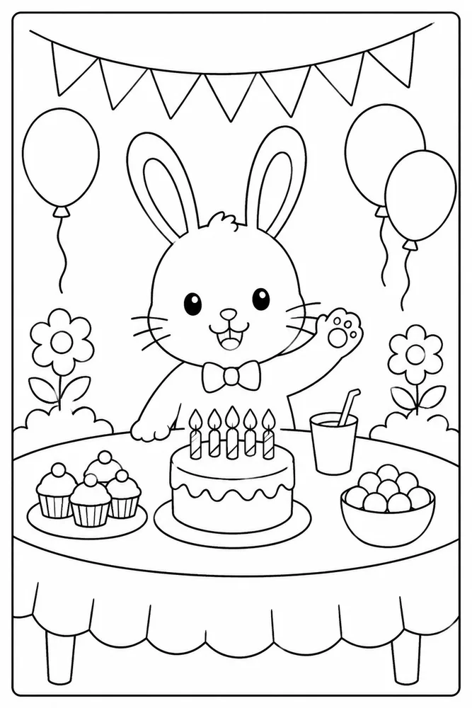 Easy Bunny Easy Bunny Party Table coloring page