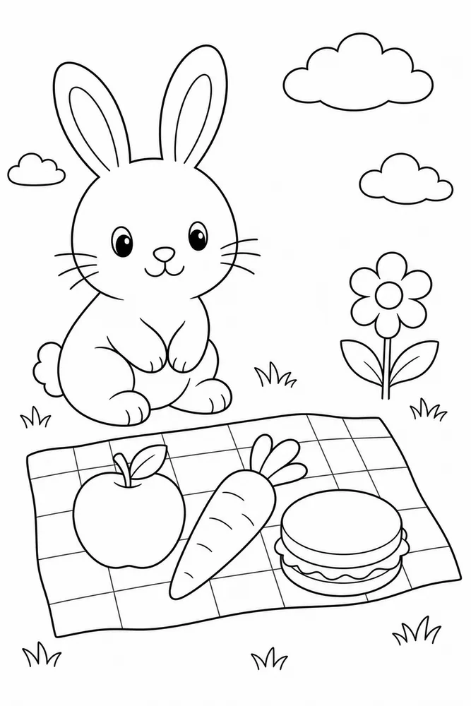 Easy Bunny Easy Bunny Picnic Blanket coloring page