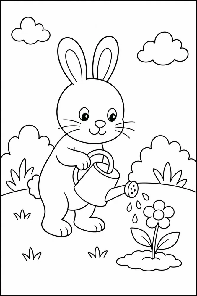 Easy Bunny Easy Bunny Watering Can coloring page