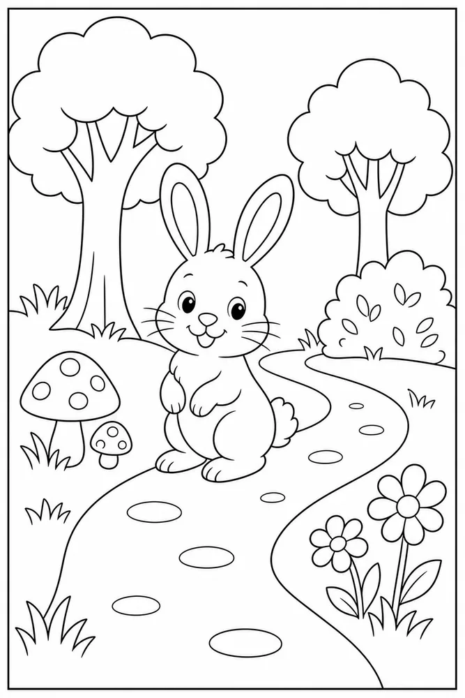 Easy Bunny Easy Bunny Woodland Path coloring page