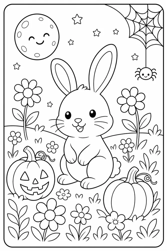 Halloween Bunny Halloween Bunny Flower Meadow coloring page