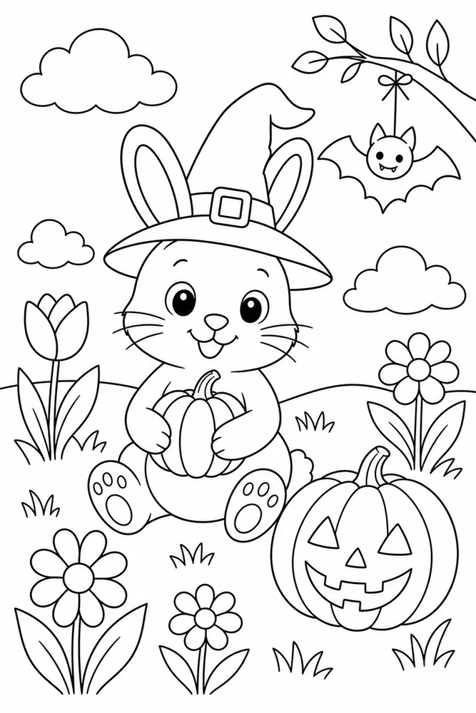 Halloween Bunny Halloween Bunny Spring Field coloring page