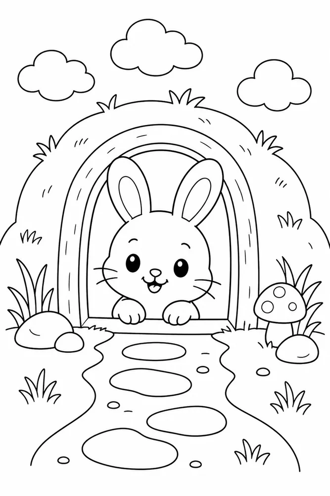 Kawaii Bunny Kawaii Bunny Burrow Doorway coloring page