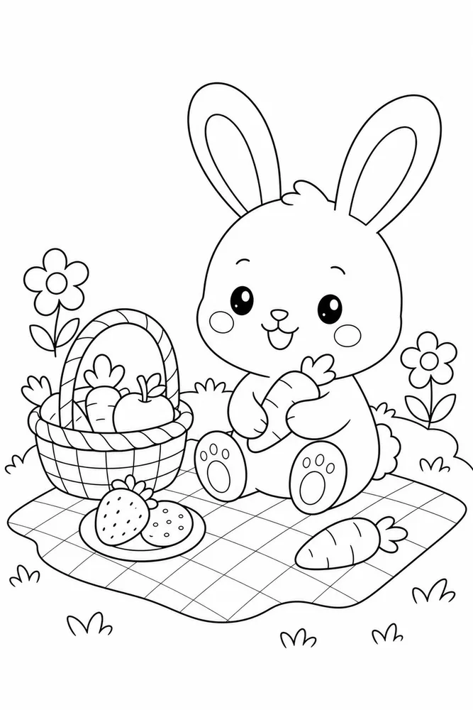 Kawaii Bunny Kawaii Bunny Picnic Blanket coloring page