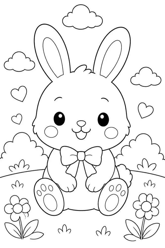 Kawaii Bunny Kawaii Bunny Simple Portrait coloring page