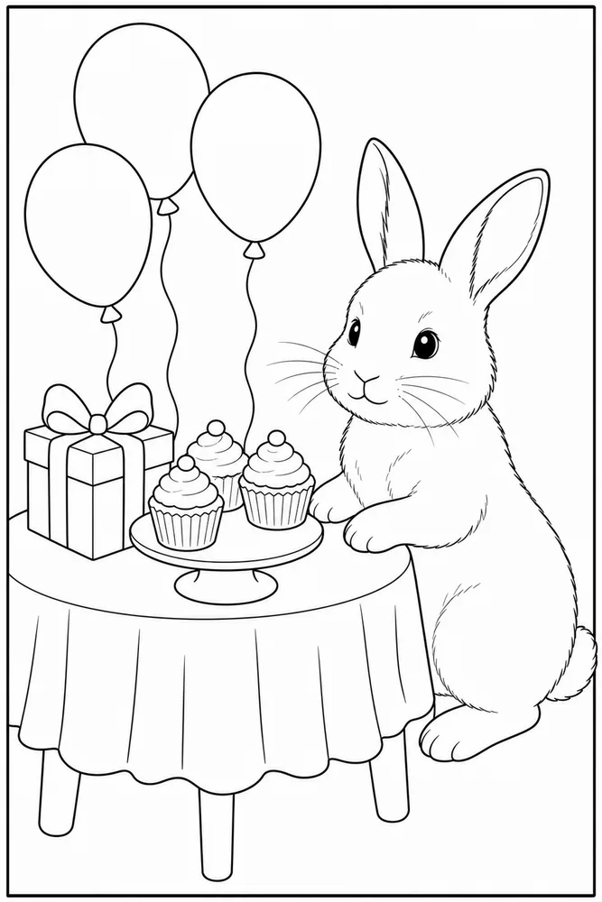 Realistic Bunny Realistic Bunny Party Table coloring page