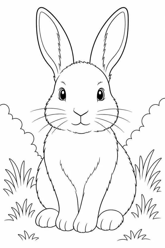 Realistic Bunny Realistic Bunny Simple Portrait coloring page