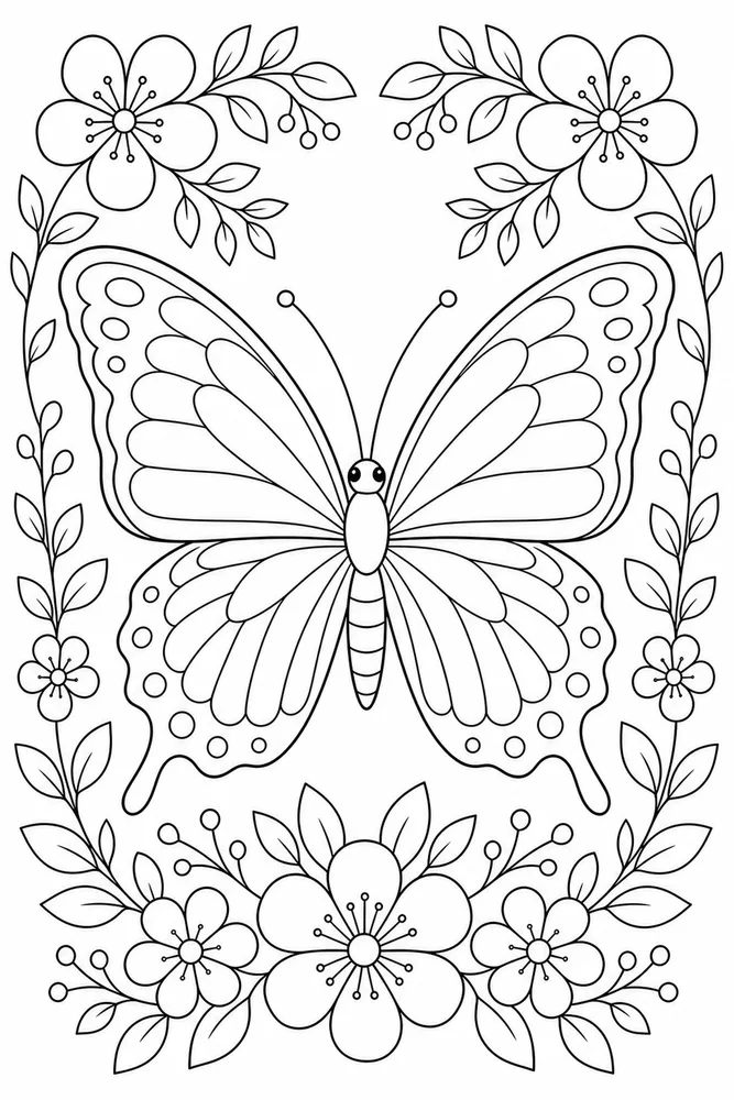 Adult Butterfly Calm Portrait coloring page