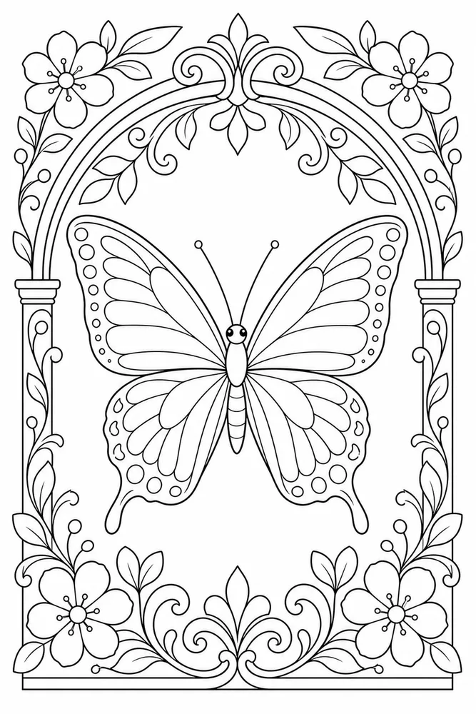 Adult Butterfly Decorative Arch coloring page