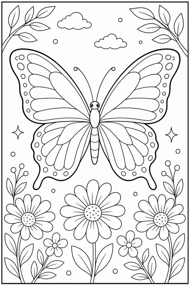 Adult Butterfly Mindful Scene coloring page