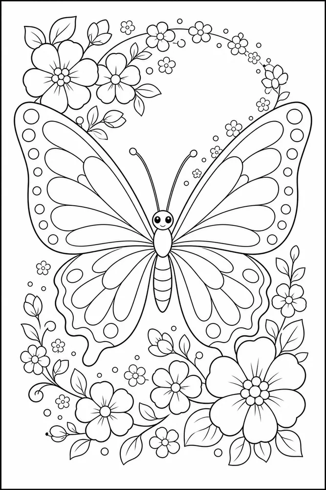 Beautiful Butterfly Blossom Trail coloring page