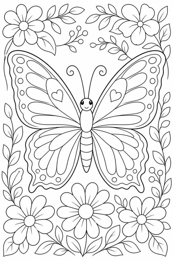 Beautiful Butterfly Elegant Portrait coloring page