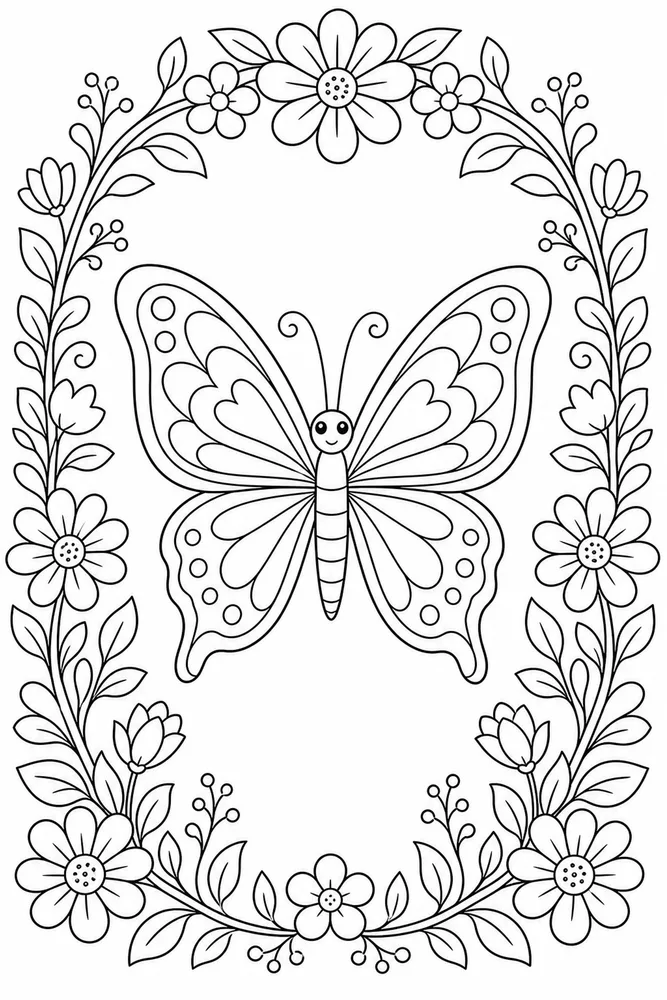 Beautiful Butterfly Flower Arch coloring page