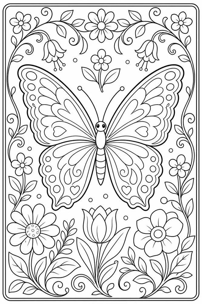 Beautiful Butterfly Ornate Garden coloring page