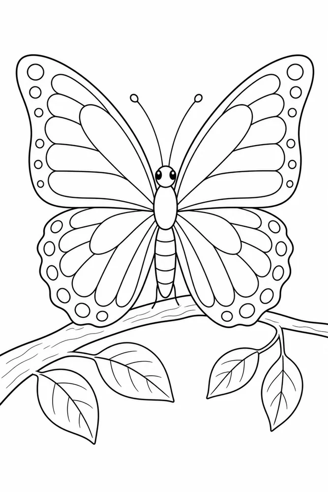 Butterfly Butterfly Branch Rest coloring page