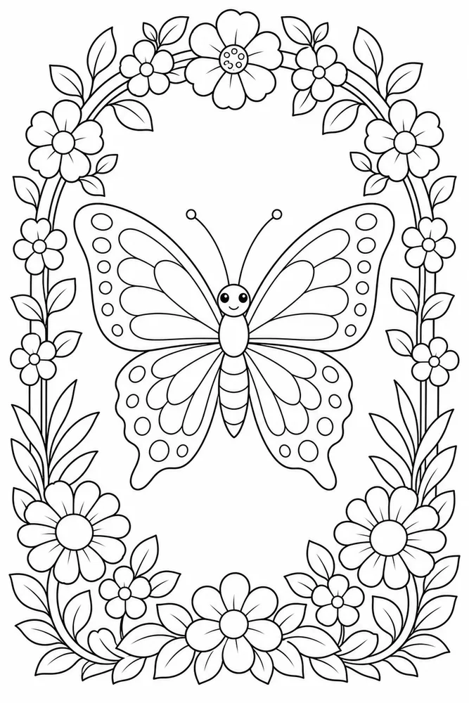 Butterfly Butterfly Flower Arch coloring page
