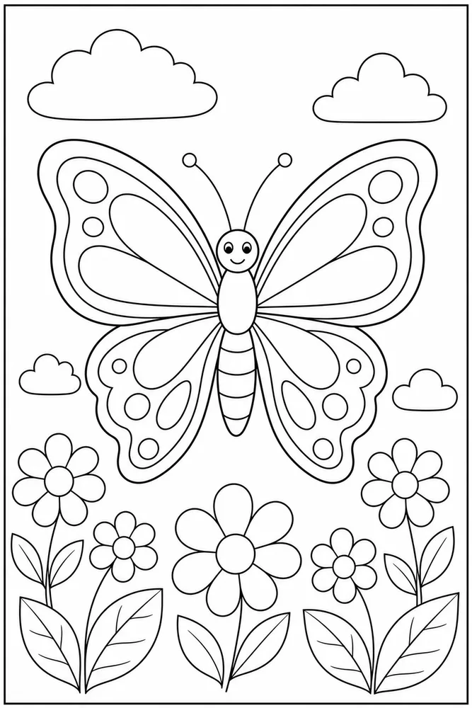 Butterfly Butterfly Spring Sky coloring page