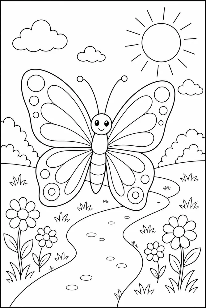 Butterfly Butterfly Sunny Path coloring page