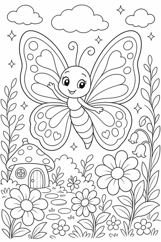 Butterfly Fairy Butterfly Friend coloring page
