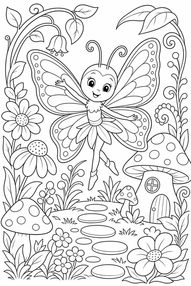 Butterfly Fairy Generic Fairy Garden coloring page