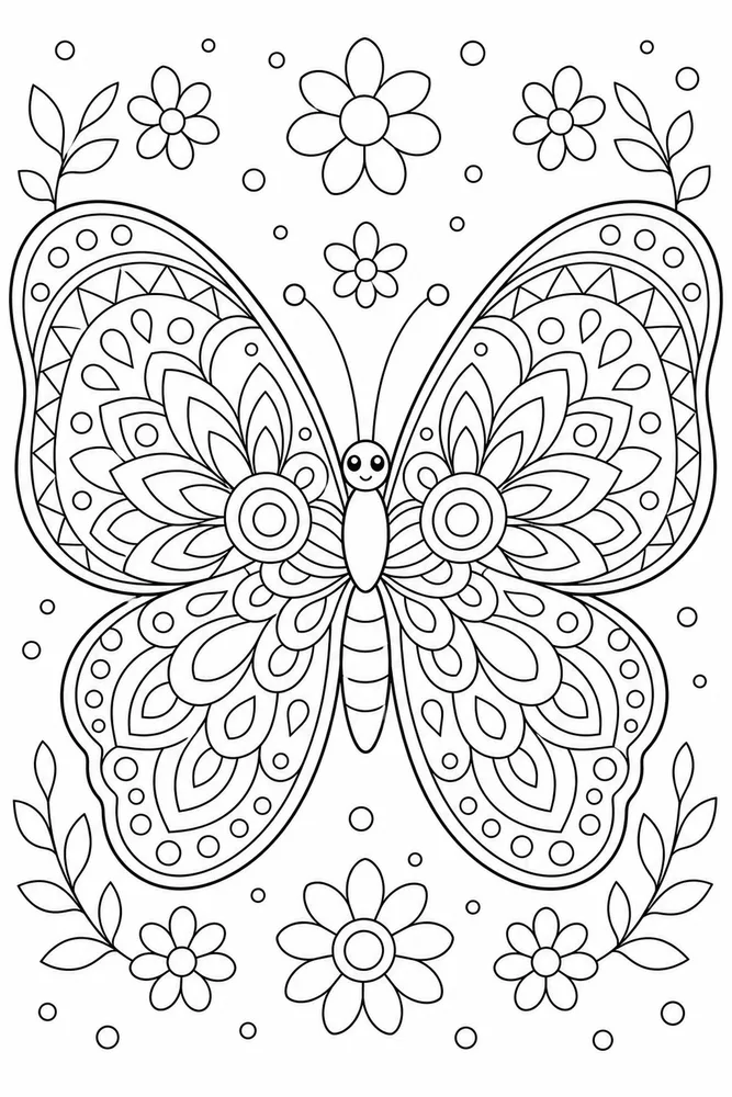 Butterfly Mandala Detailed Mandala coloring page