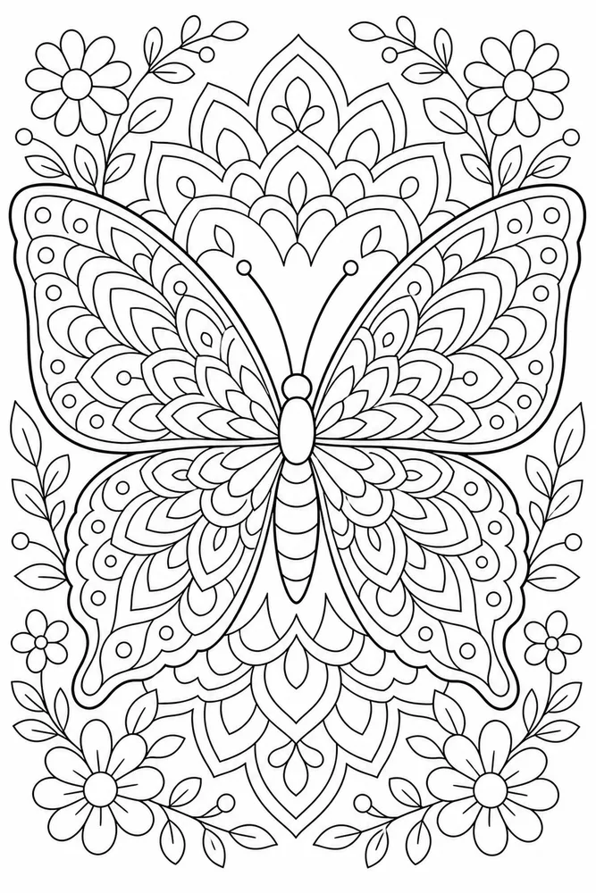 Butterfly Mandala Simple Mandala coloring page