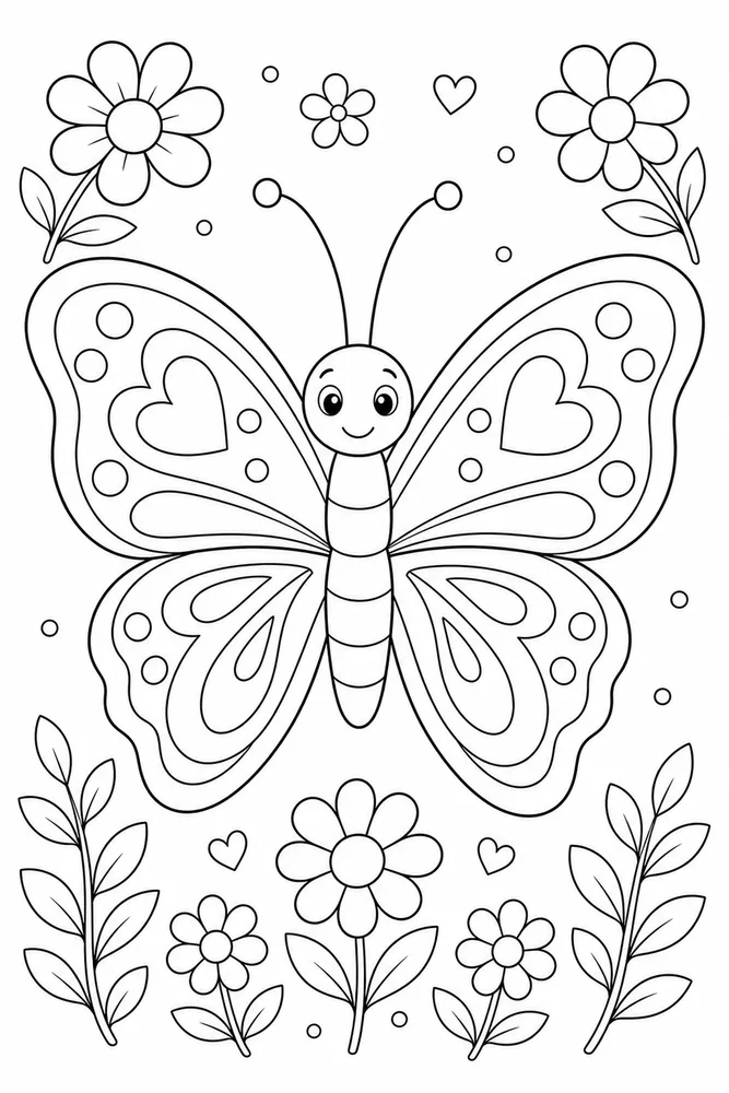 Cute Butterfly Gentle Friend coloring page