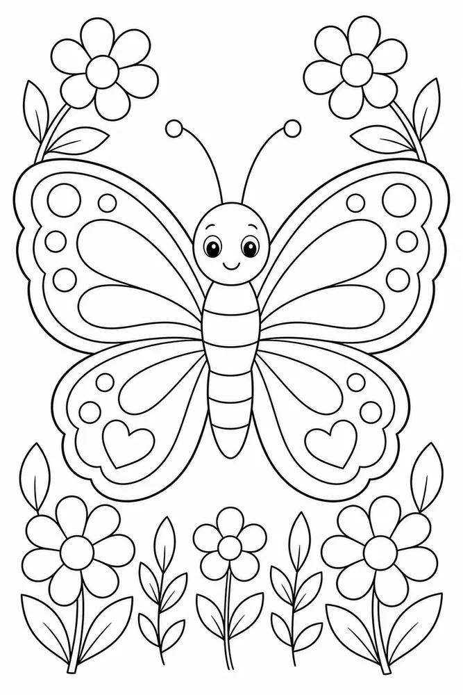 Cute Butterfly Little Bow Free Scene coloring page