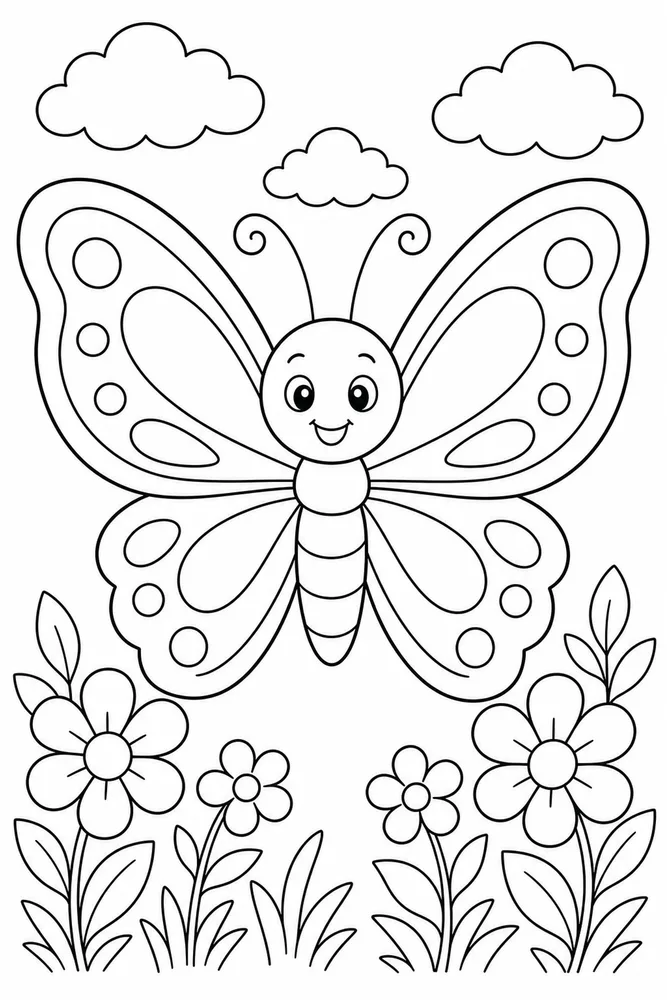 Cute Butterfly Smiling Pose coloring page