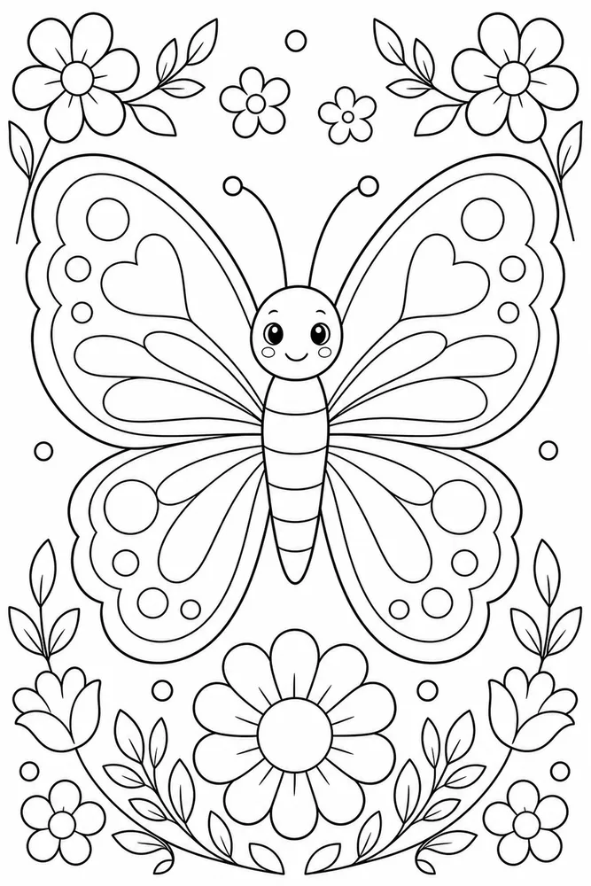 Cute Butterfly Sweet Portrait coloring page