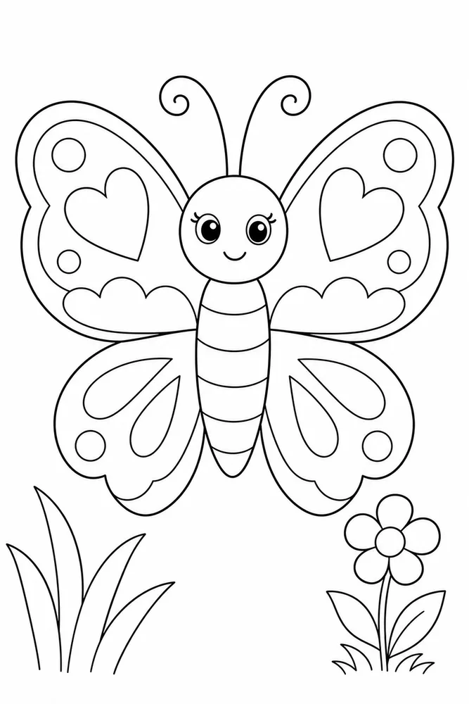 Cute Butterfly Tiny Flower coloring page