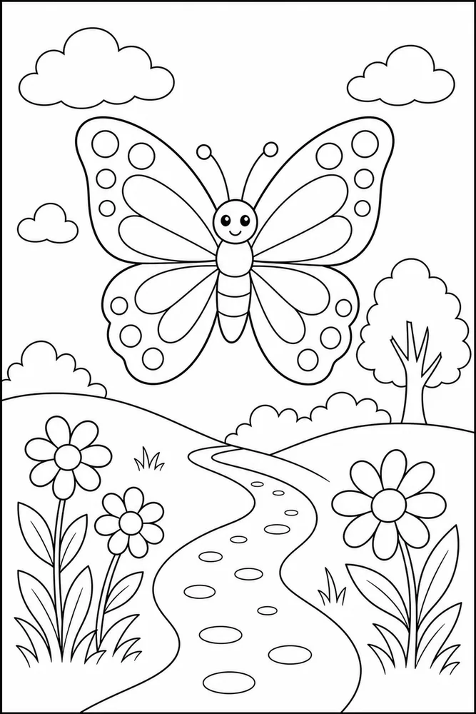 Easy Butterfly Basic Path coloring page