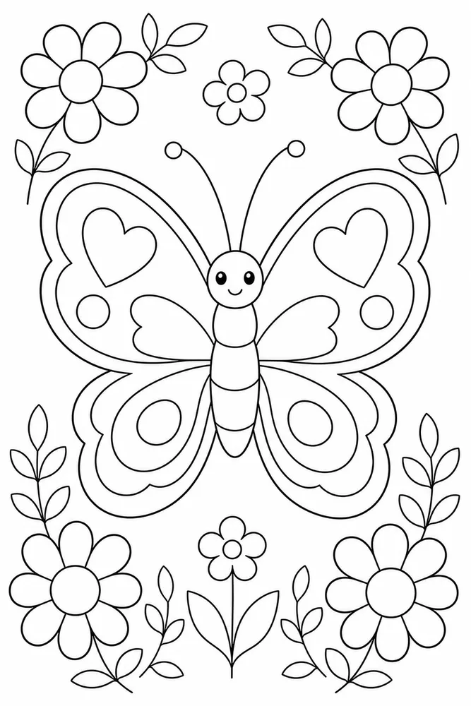 Easy Butterfly Front View coloring page