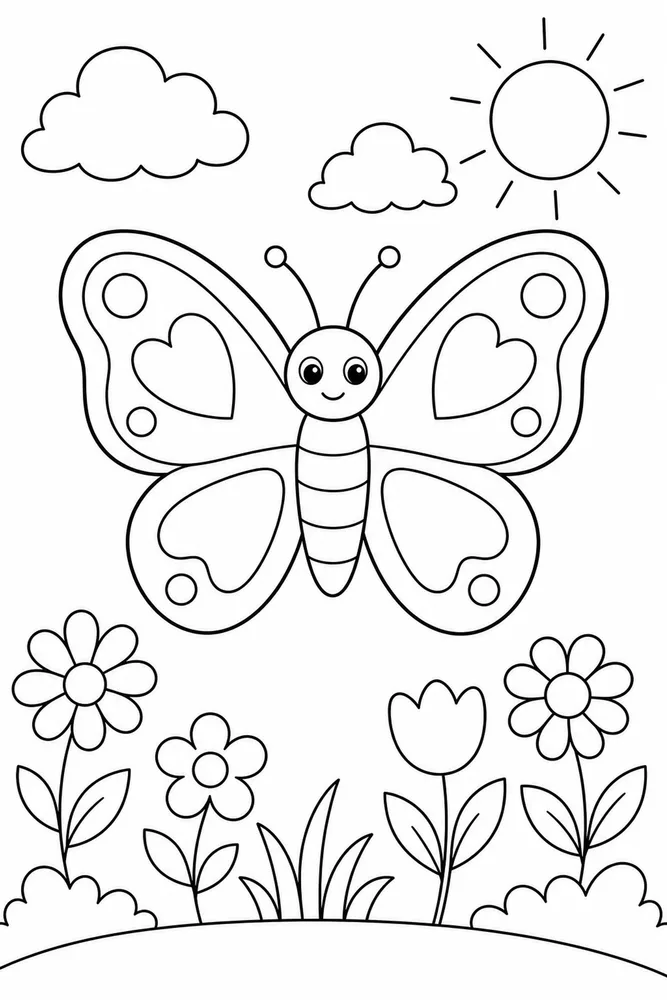 Easy Butterfly Open Background coloring page